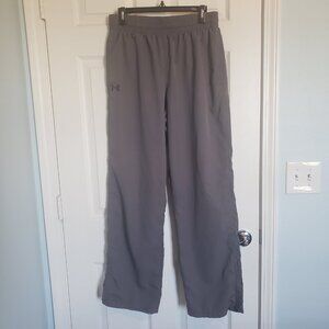 Under Armour Track Pants Mens L Gray Ankle Zip Loose Wind Heatgear 32 in Inseam